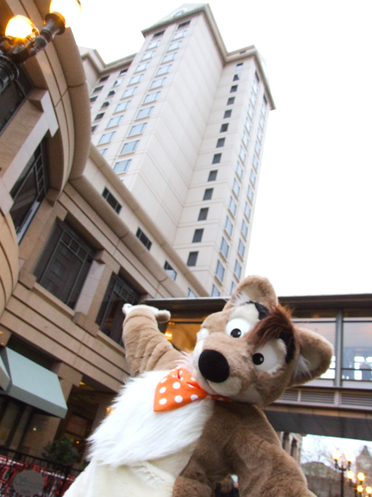 Tyler in front of the Fairmont hotel.