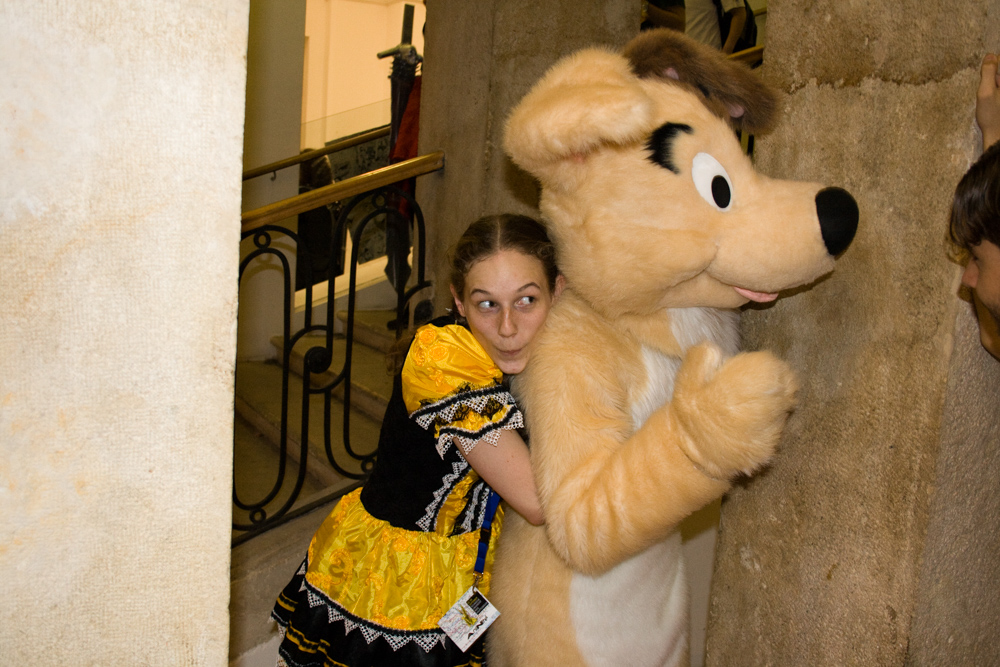 Dog, getting glomped by a girl