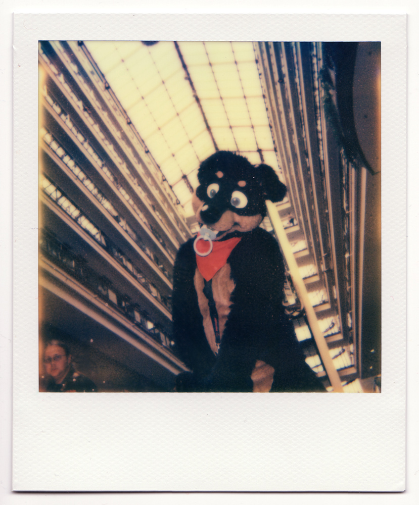 A polaroid of Sonny in the hotel lobby