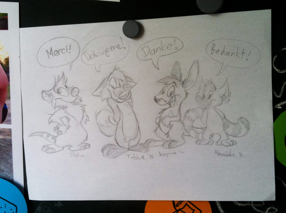 A drawing from me, Henrieke, Tabbie and Titash where we each drew our characters.