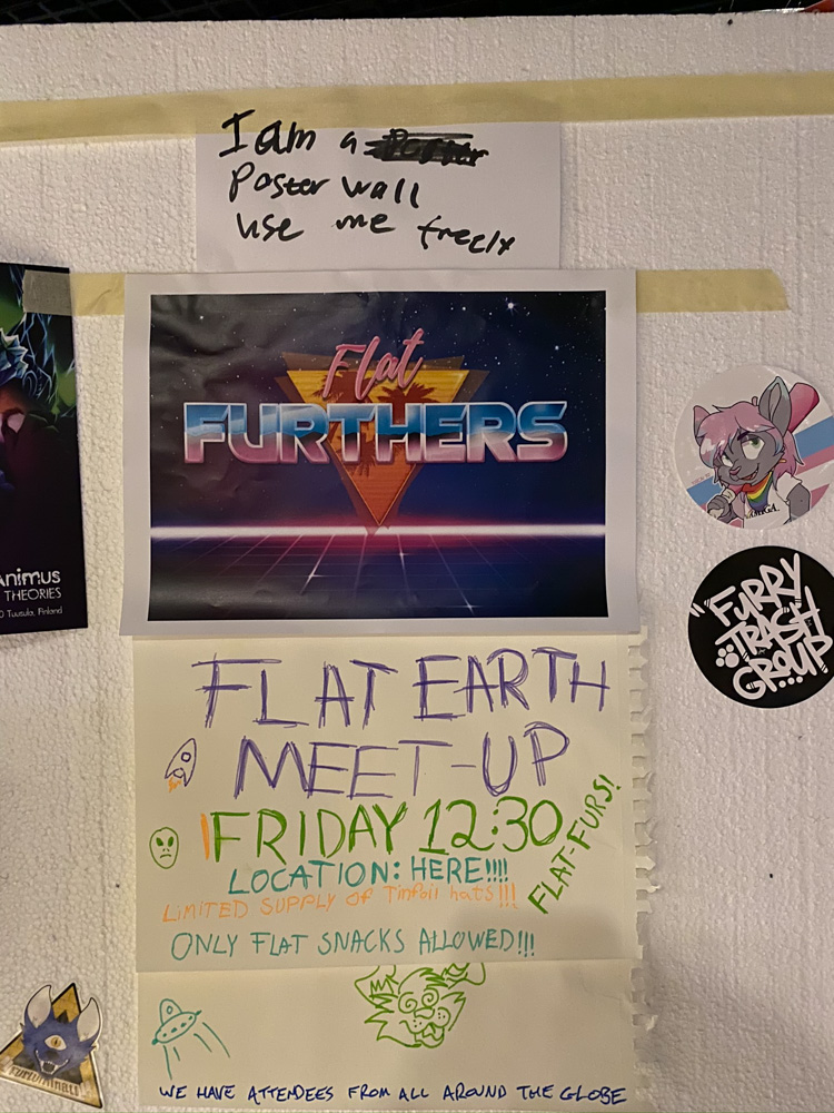 An invitation to the flat earth meet-up.