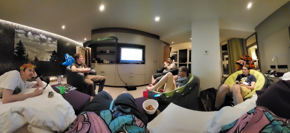 Chilling on our suite with Jackbox.
